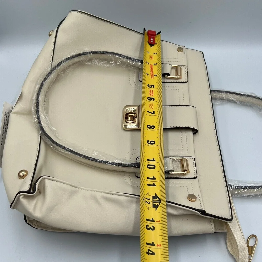 Di Vita Collection Satchel Handbag Womens Medium Cream Brand New Gold Hardware